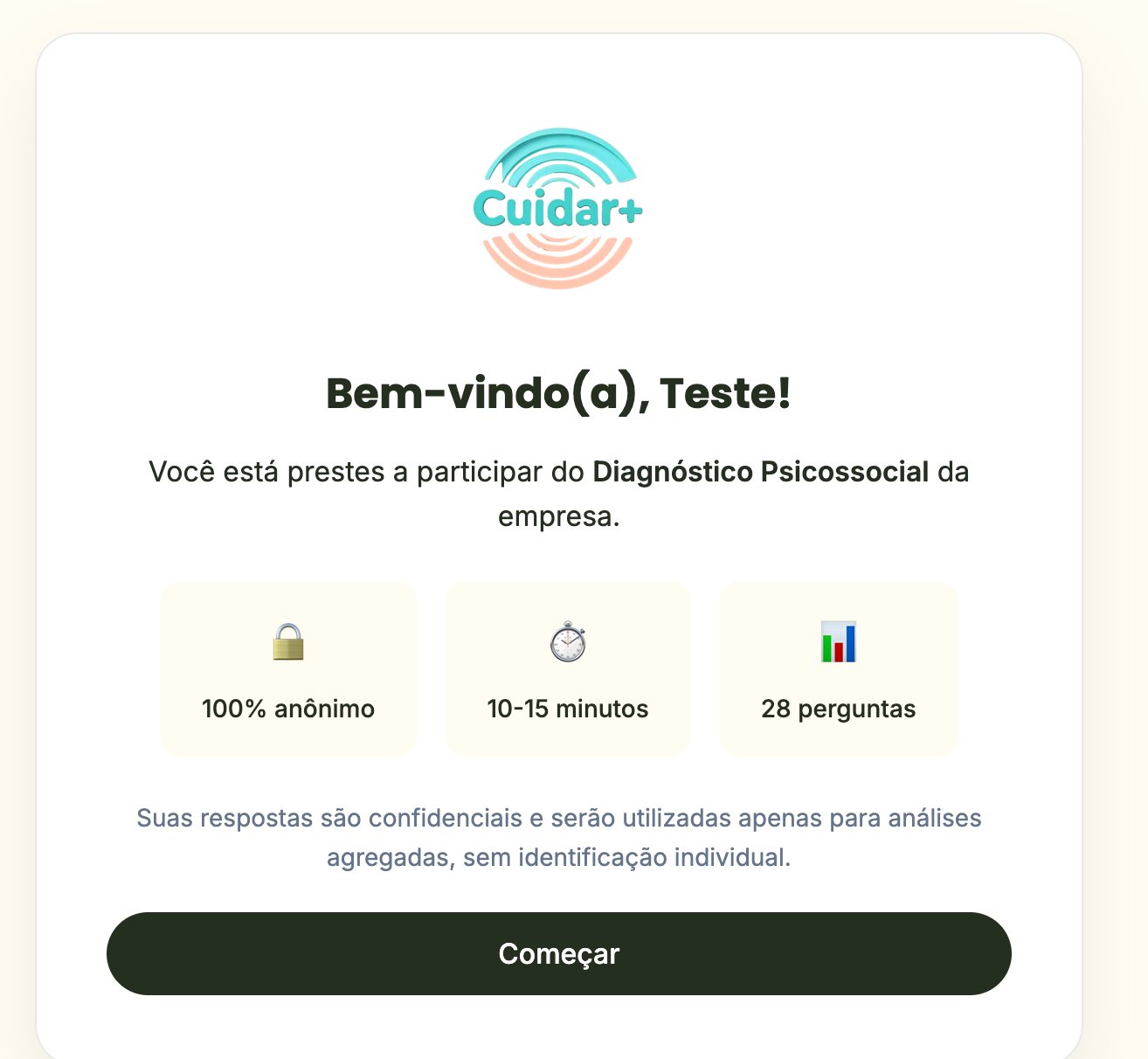 Diagnóstico — tela inicial